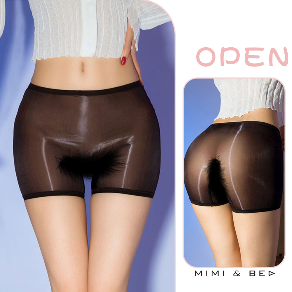 絲滑誘惑極光包臀性感平口內褲。2色(開襠款) MIMIBED (black)