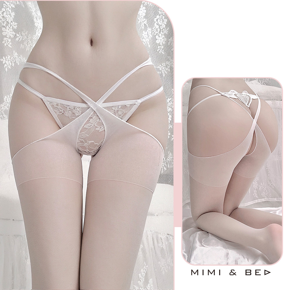 誘惑交叉雙色高筒性感絲襪。3色 MIMIBED (white)