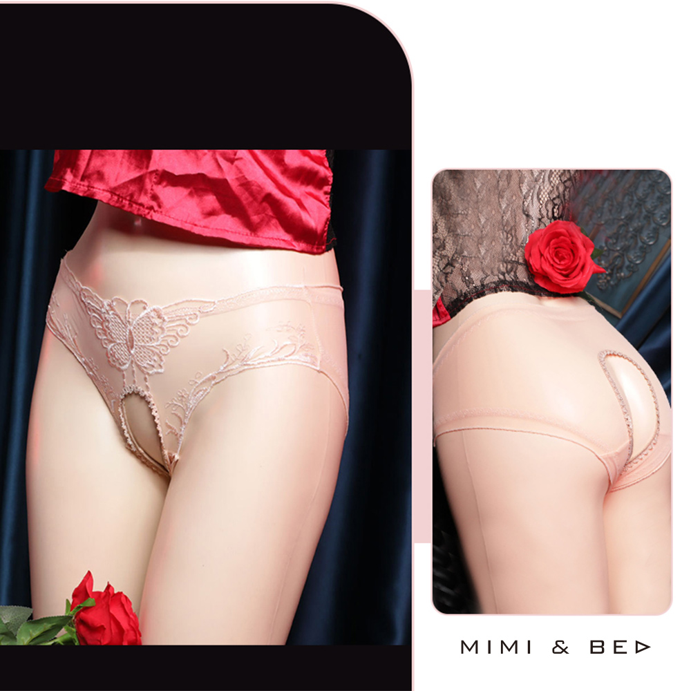 蝶蜜愛戀 ‧ 蕾絲立體刺繡開襠小褲。3色 MIMIBED (膚色)