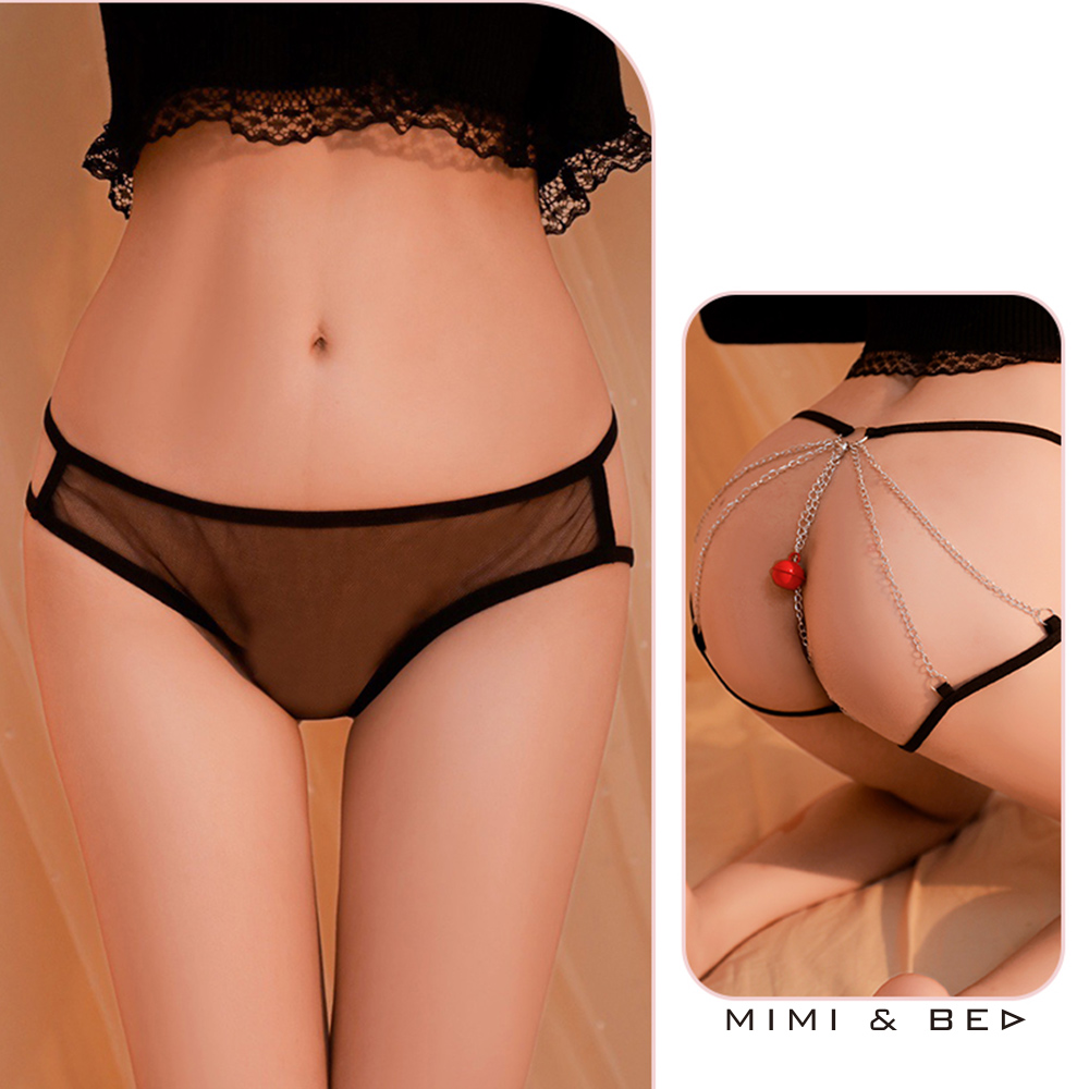 性感女伶 ‧ 誘惑鈴鐺串鍊透紗小褲。2色 MIMIBED (紅色)