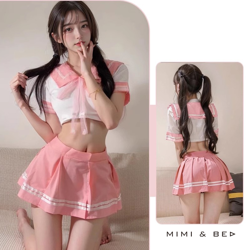 青春純欲經典短上衣學生制服。2色 MIMIBED (粉色)