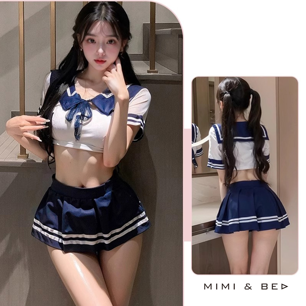 青春純欲經典短上衣學生制服。2色 MIMIBED (藍色)