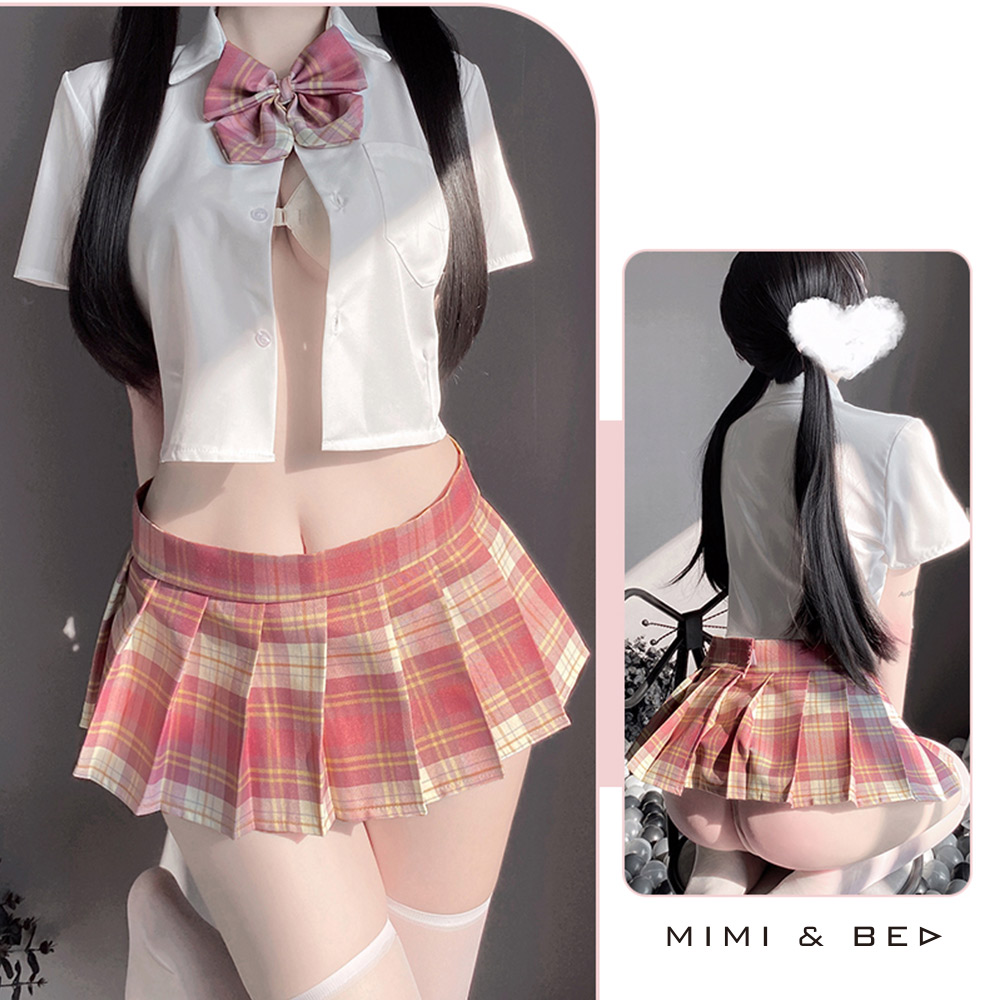甜系學妹。JK性感學院誘惑格紋學生制服。3色 MIMIBED (1)