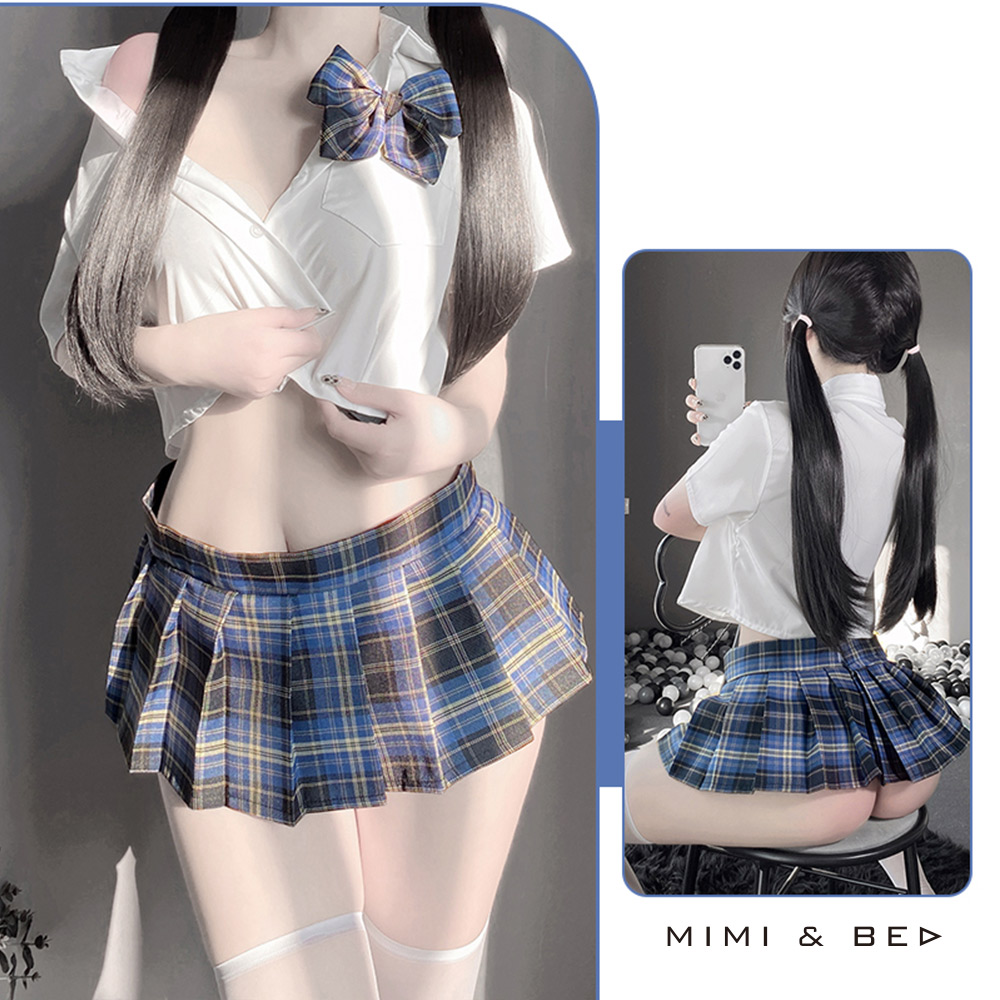 甜系學妹。JK性感學院誘惑格紋學生制服。3色 MIMIBED (2)
