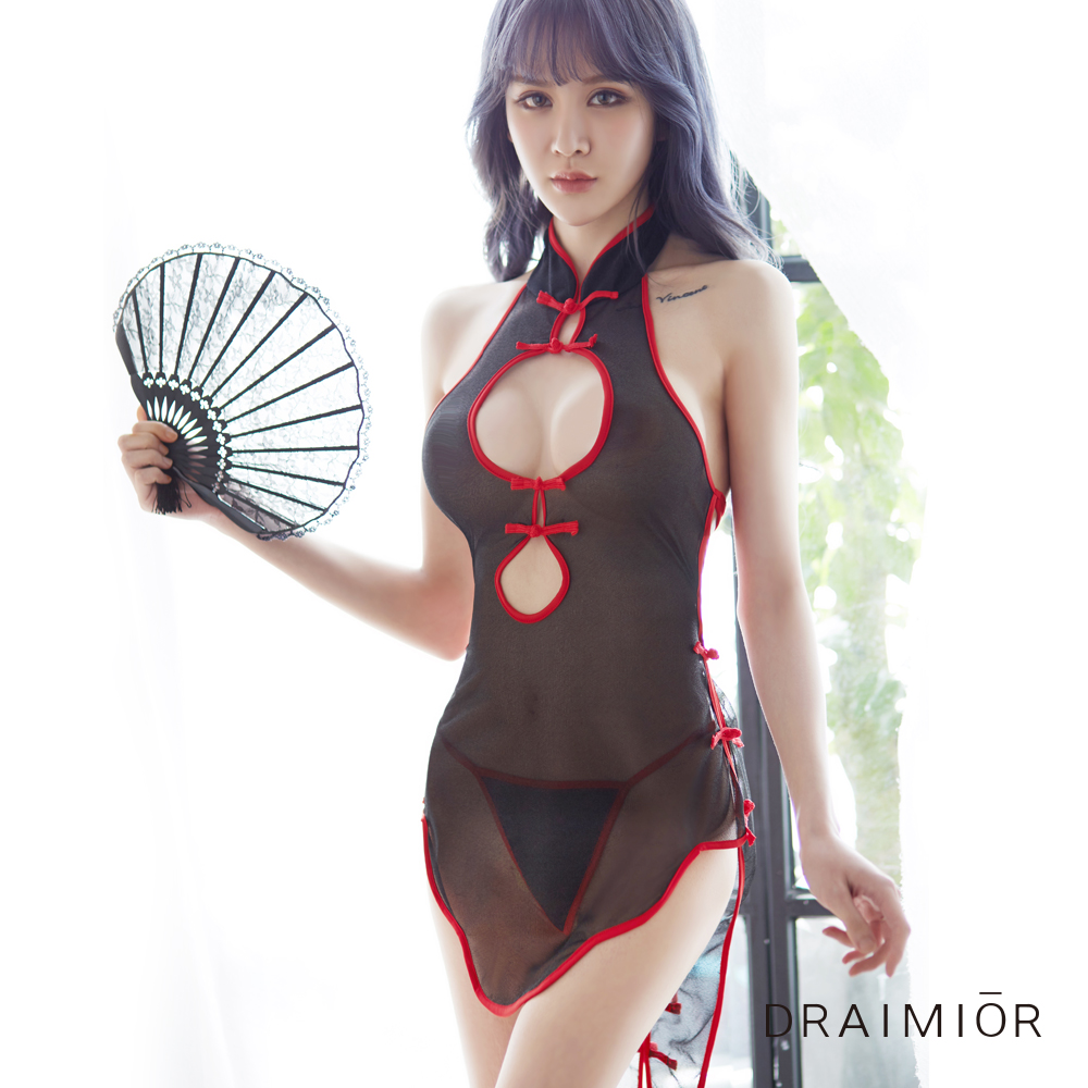 久慕雅黛 古典鏤空透紗燕尾旗袍角色扮演服